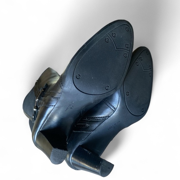 Anne Klein Black Leather Heeled Boots Knee High AKGAELYN 3” Heel Zipper Closure - Picture 6 of 9